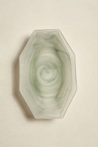 Still Current Sage Glass Serving Bowl