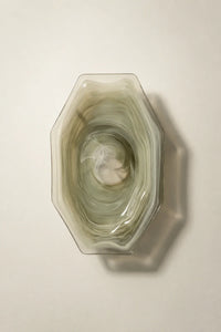 Still Current Sage Glass Serving Bowl