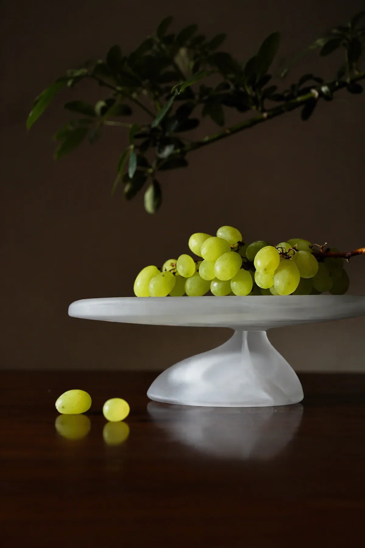 Still Cloud Frosted White Glass Serving Stand