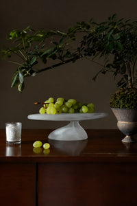 Still Cloud Frosted White Glass Serving Stand