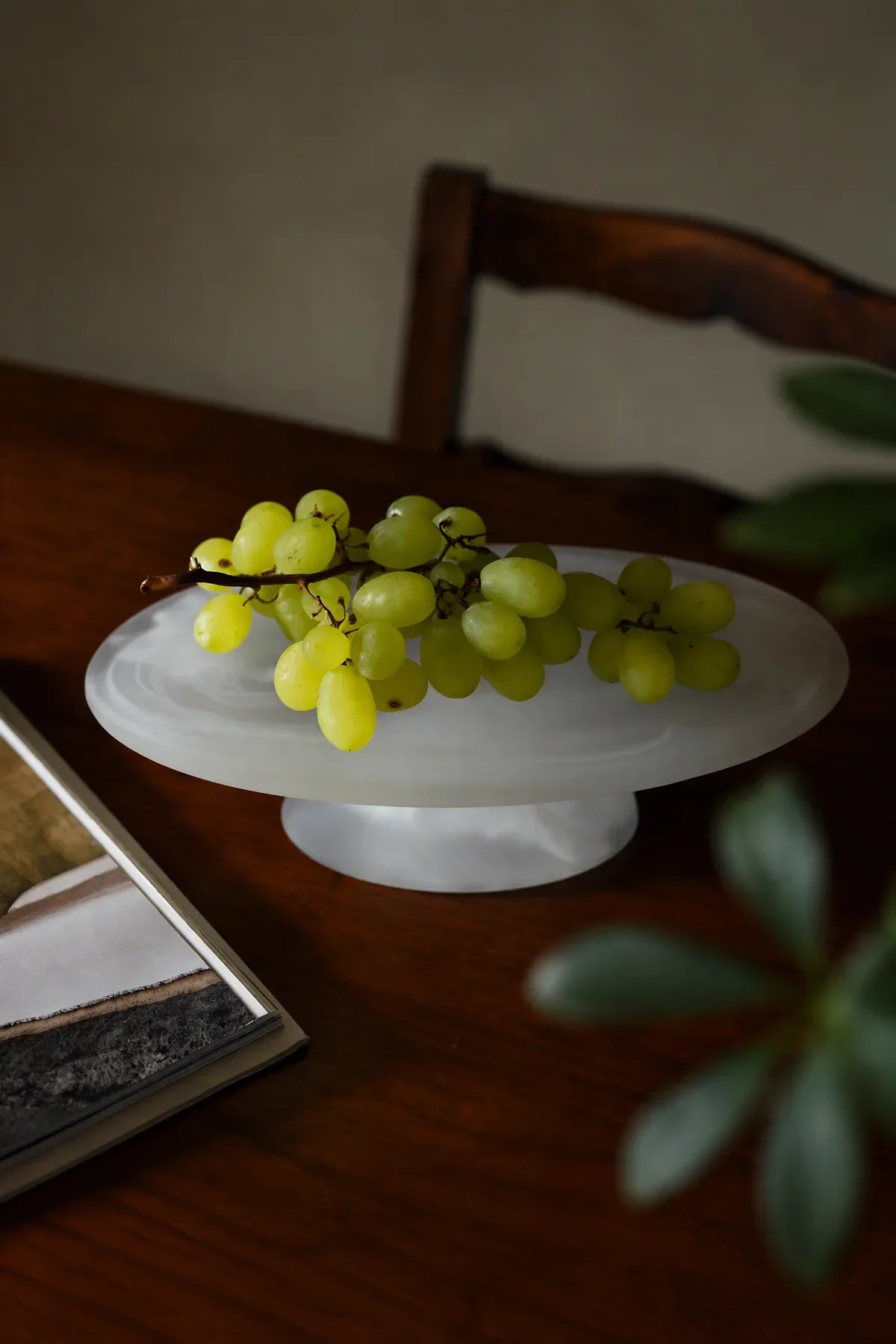 Still Cloud Frosted White Glass Serving Stand