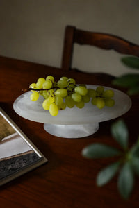 Still Cloud Frosted White Glass Serving Stand