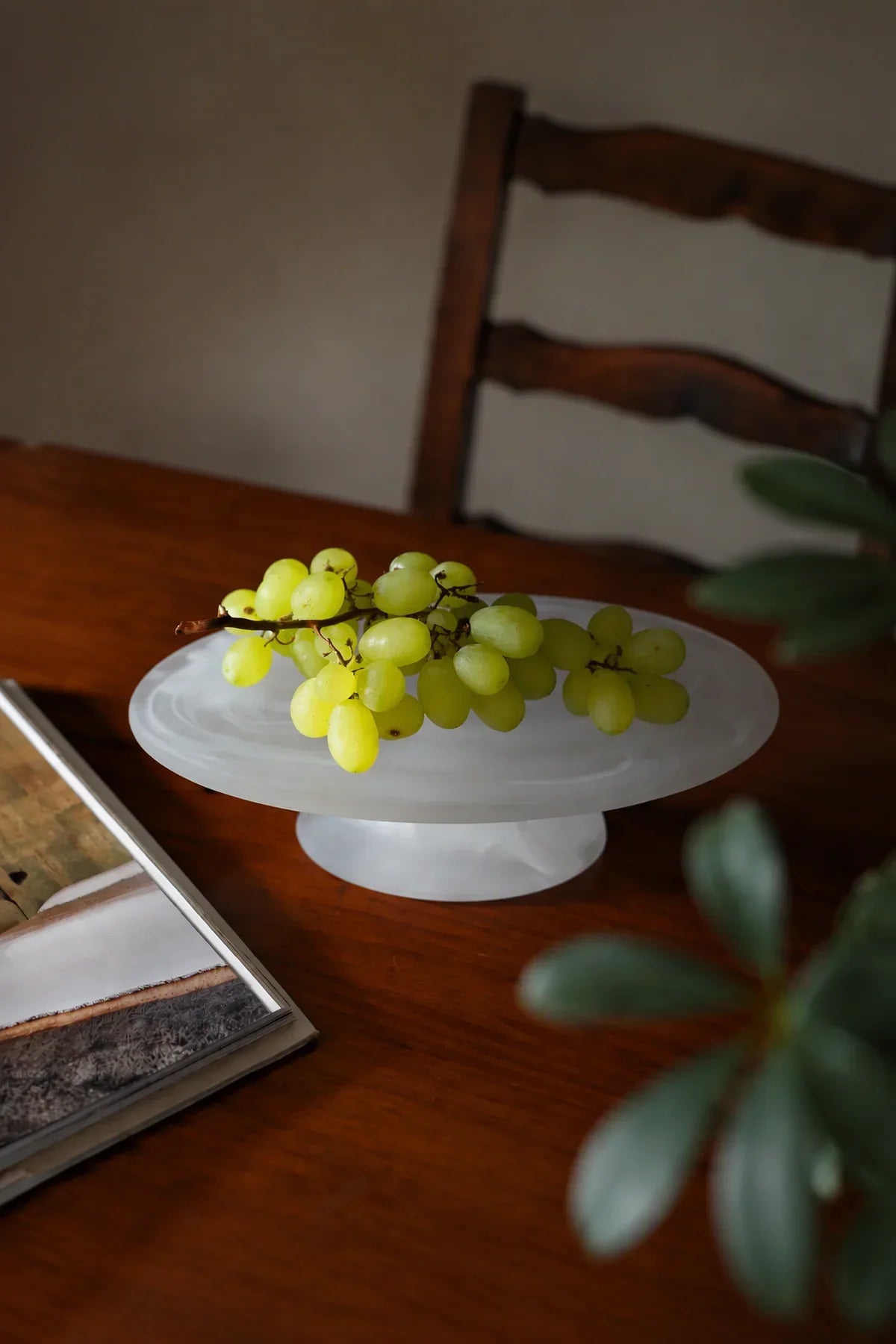 Still Cloud Frosted White Glass Serving Stand
