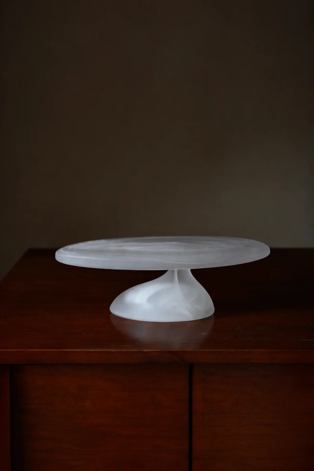 Still Cloud Frosted White Glass Serving Stand