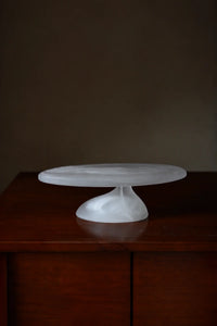 Still Cloud Frosted White Glass Serving Stand