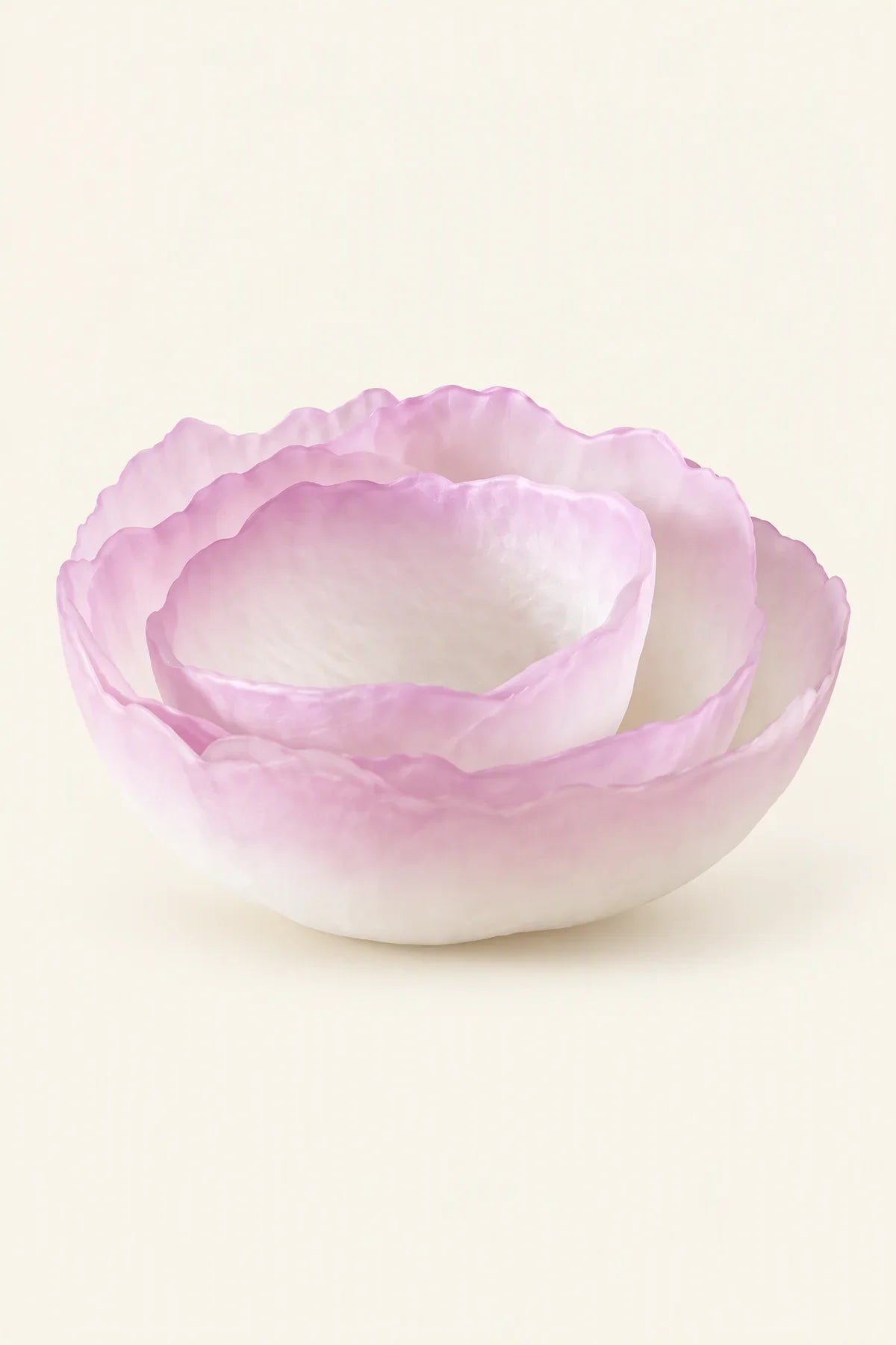 Petal Drift Blush Frosted Glass Serving Bowl