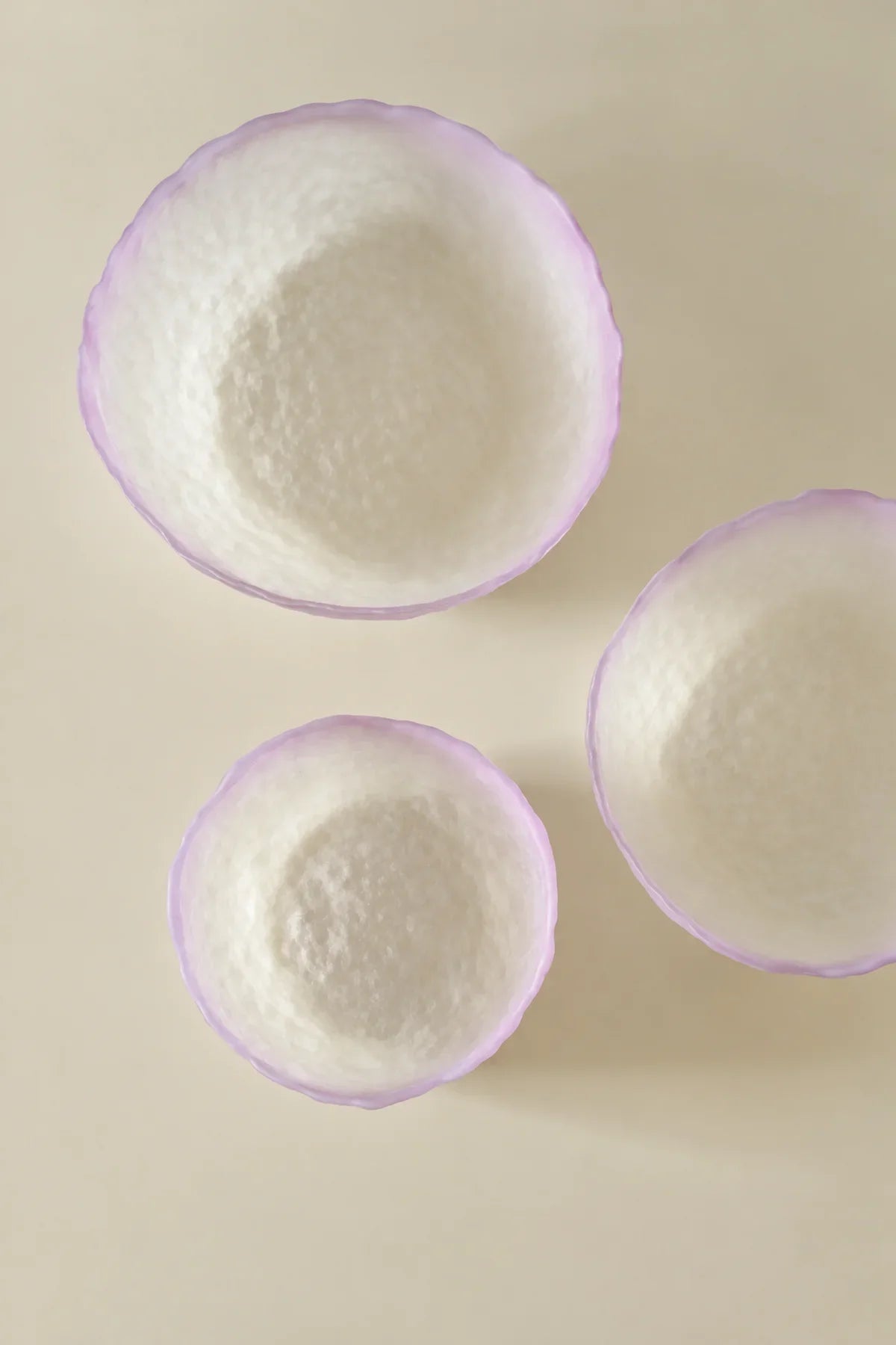 Petal Drift Blush Frosted Glass Serving Bowl