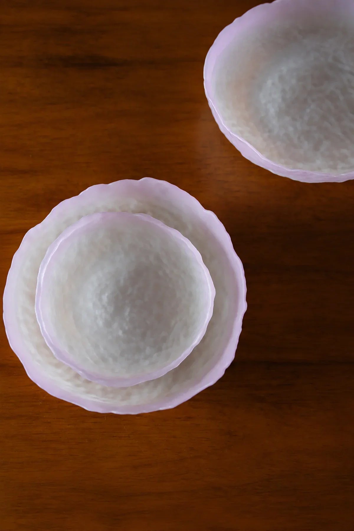 Petal Drift Blush Frosted Glass Serving Bowl