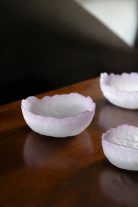 Petal Drift Blush Frosted Glass Serving Bowl