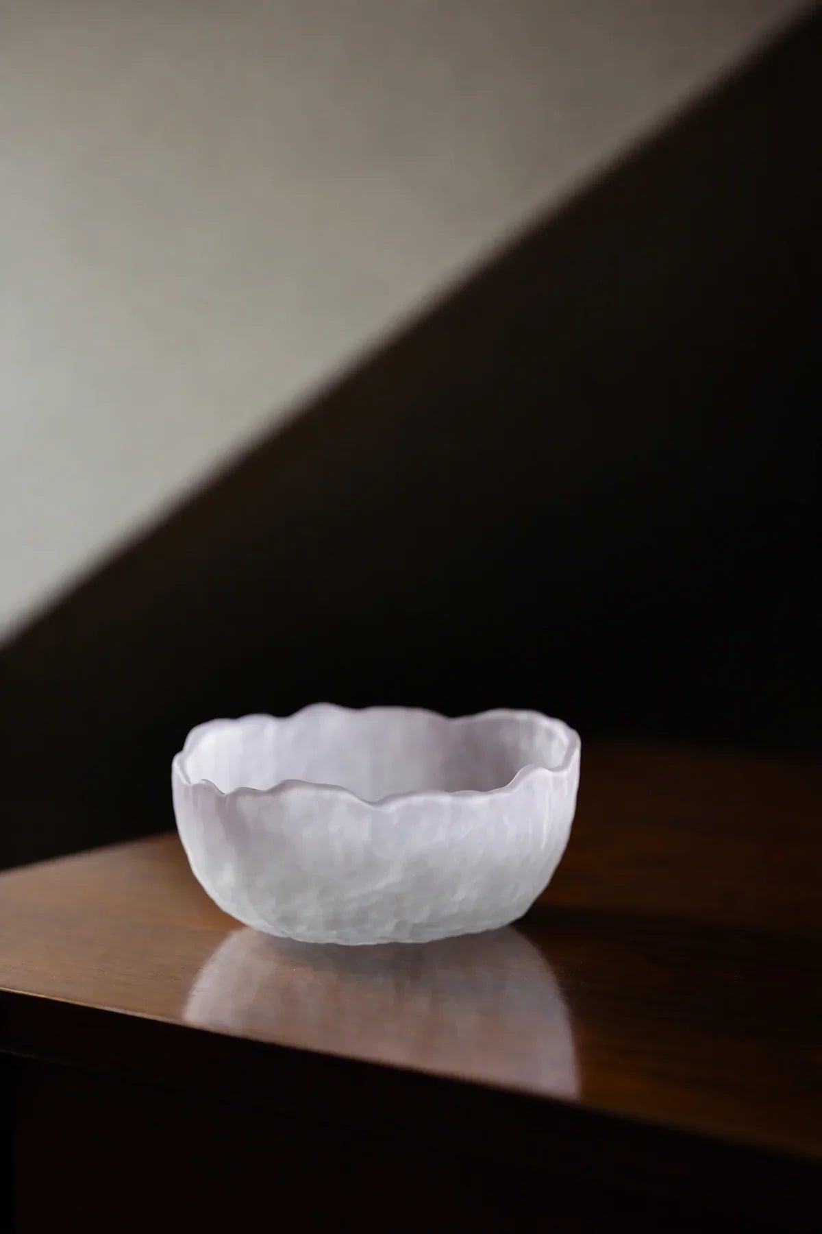 Petal Drift Blush Frosted Glass Serving Bowl