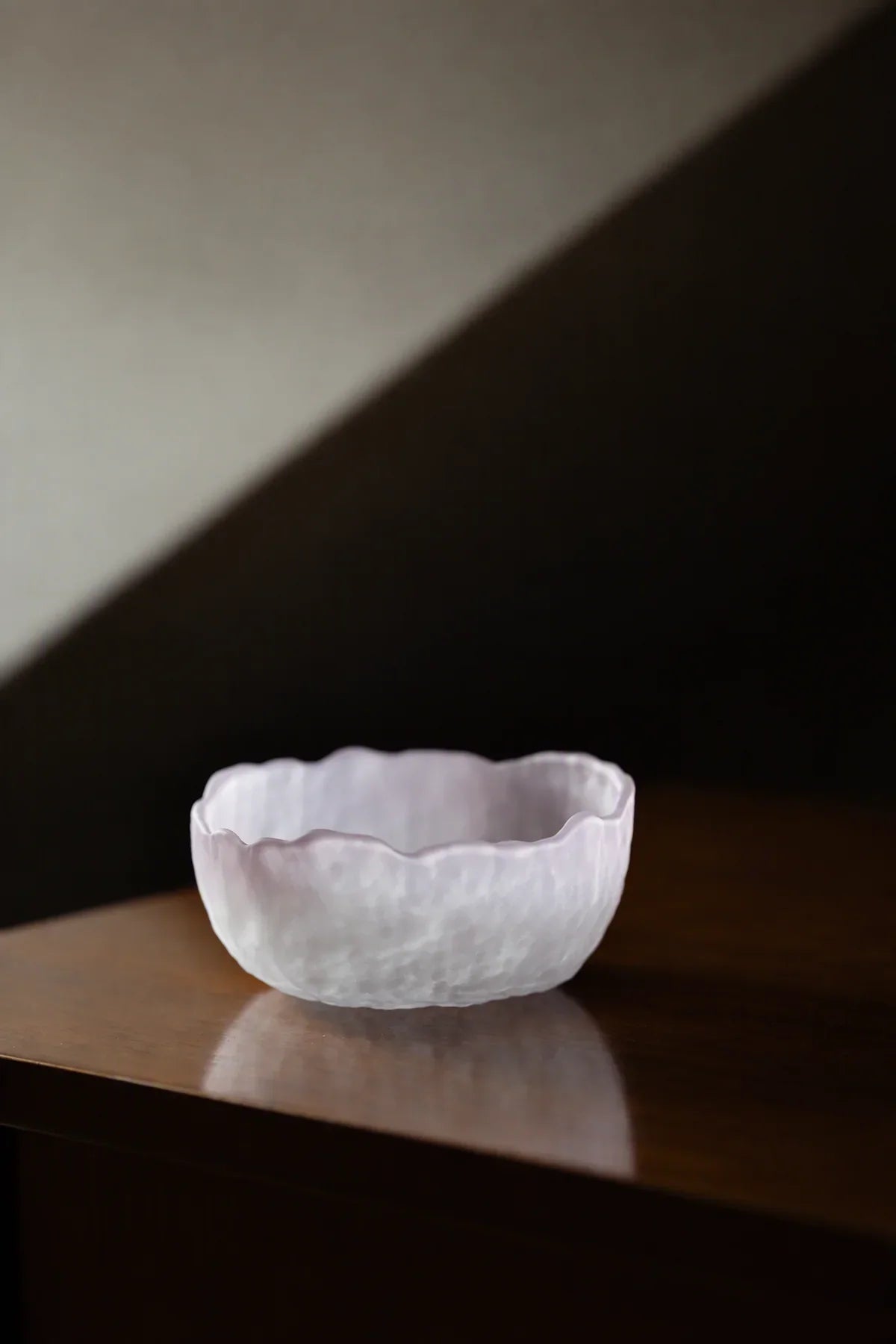 Petal Drift Blush Frosted Glass Serving Bowl