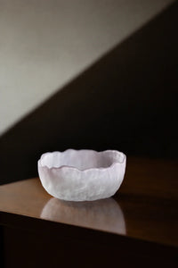 Petal Drift Blush Frosted Glass Serving Bowl