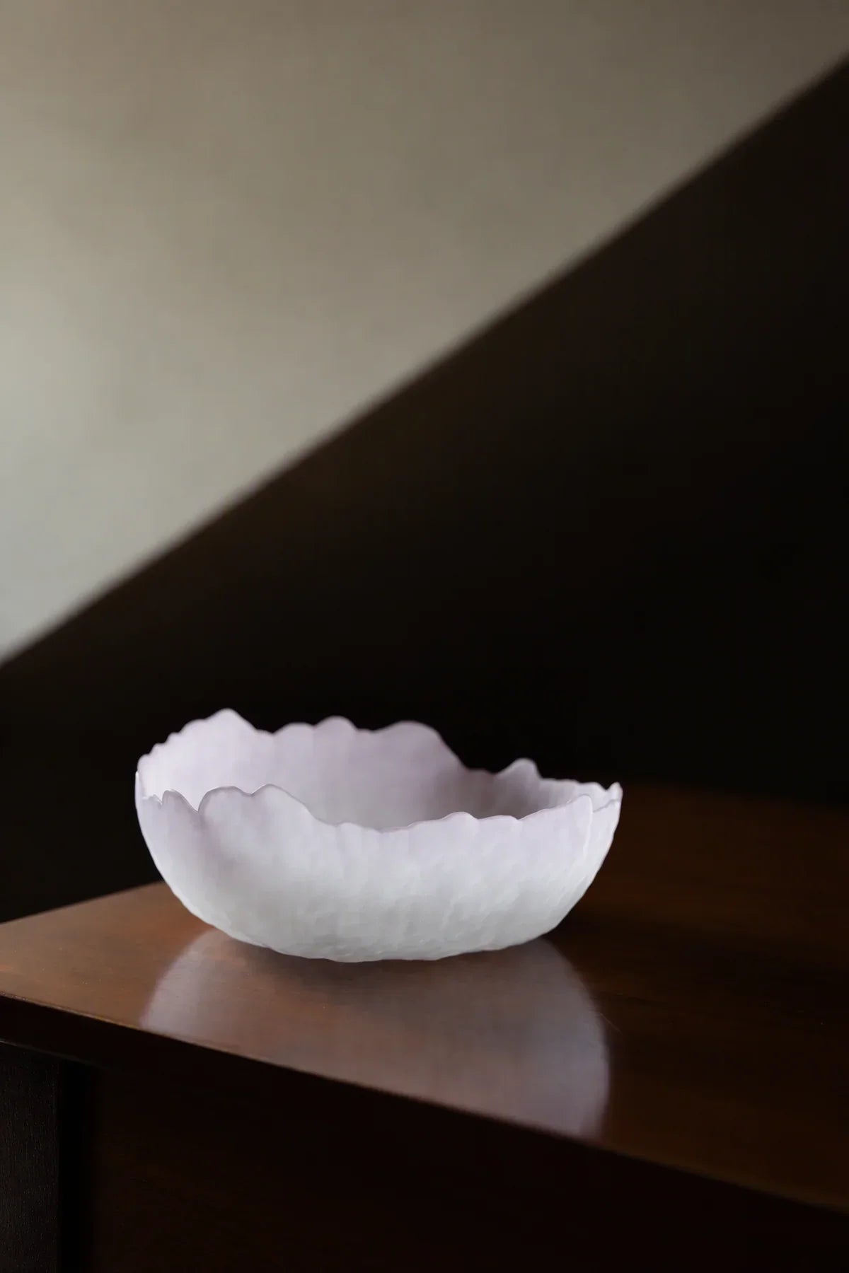 Petal Drift Blush Frosted Glass Serving Bowl