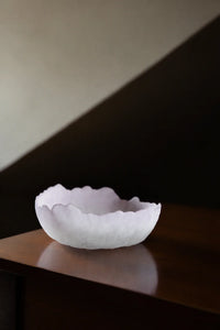 Petal Drift Blush Frosted Glass Serving Bowl