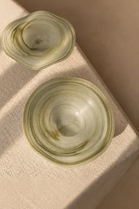 Ripple Pool Sage Green Glass Serving Plate