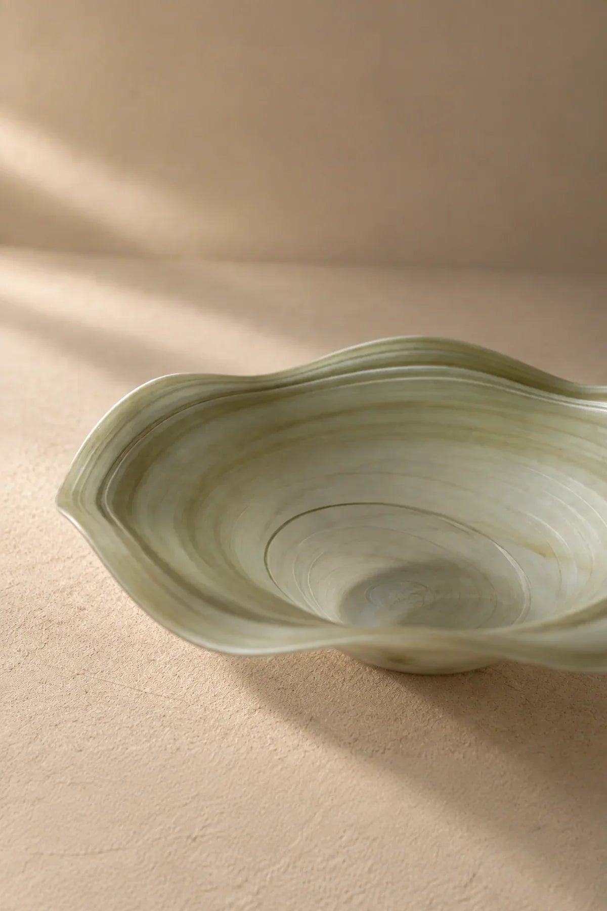 Ripple Pool Sage Green Glass Serving Plate