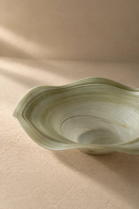 Ripple Pool Sage Green Glass Serving Plate