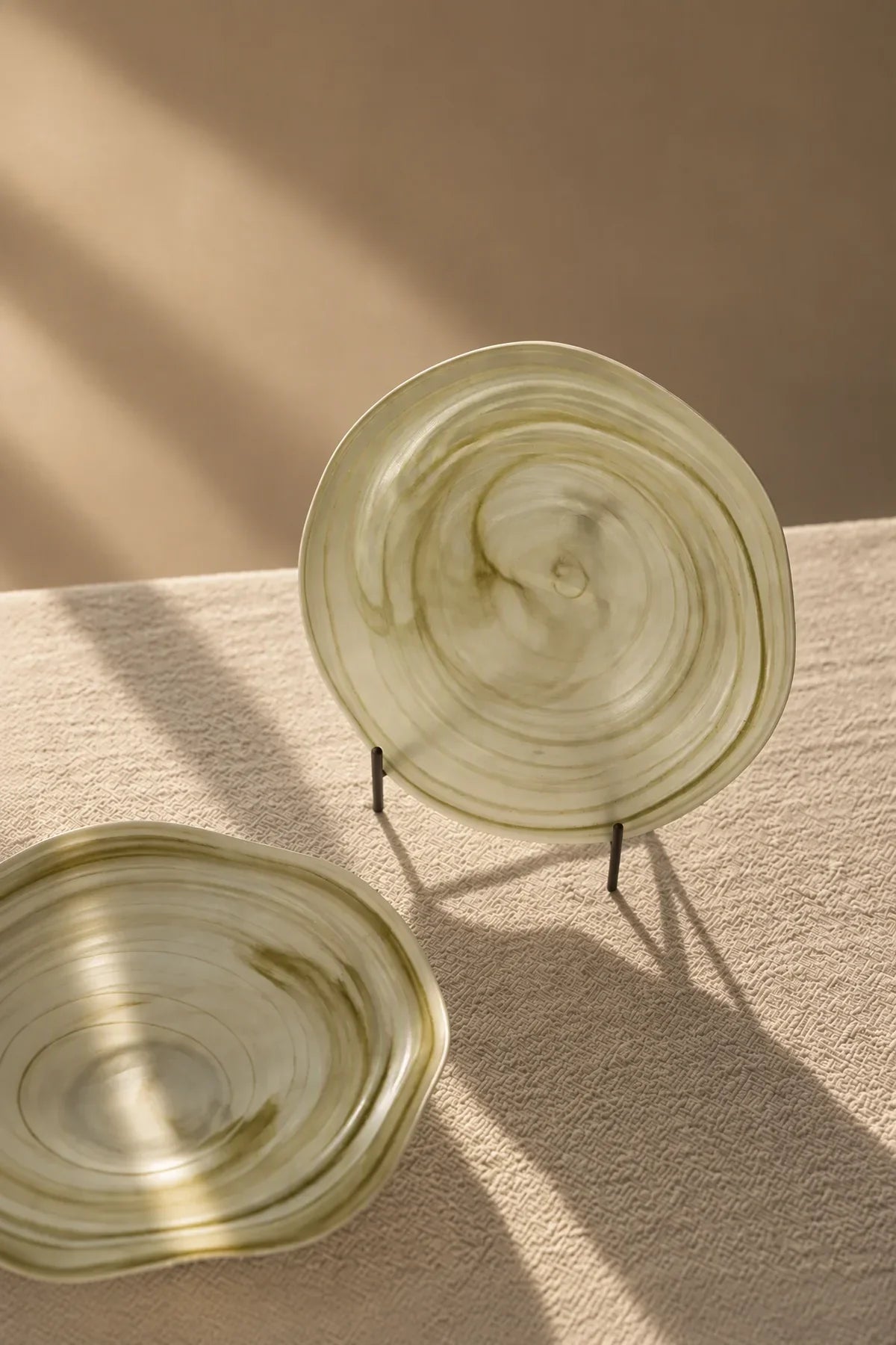 Ripple Pool Sage Green Glass Serving Plate