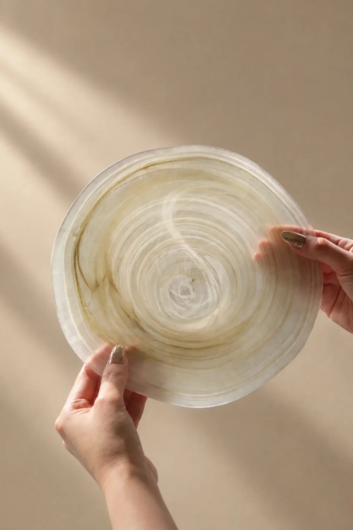 Ripple Pool Sage Green Glass Serving Plate