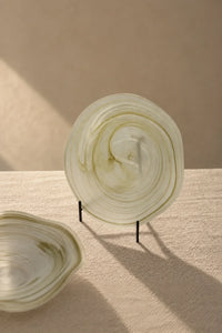 Ripple Pool Sage Green Glass Serving Plate
