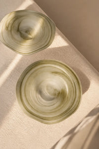 Ripple Pool Sage Green Glass Serving Plate