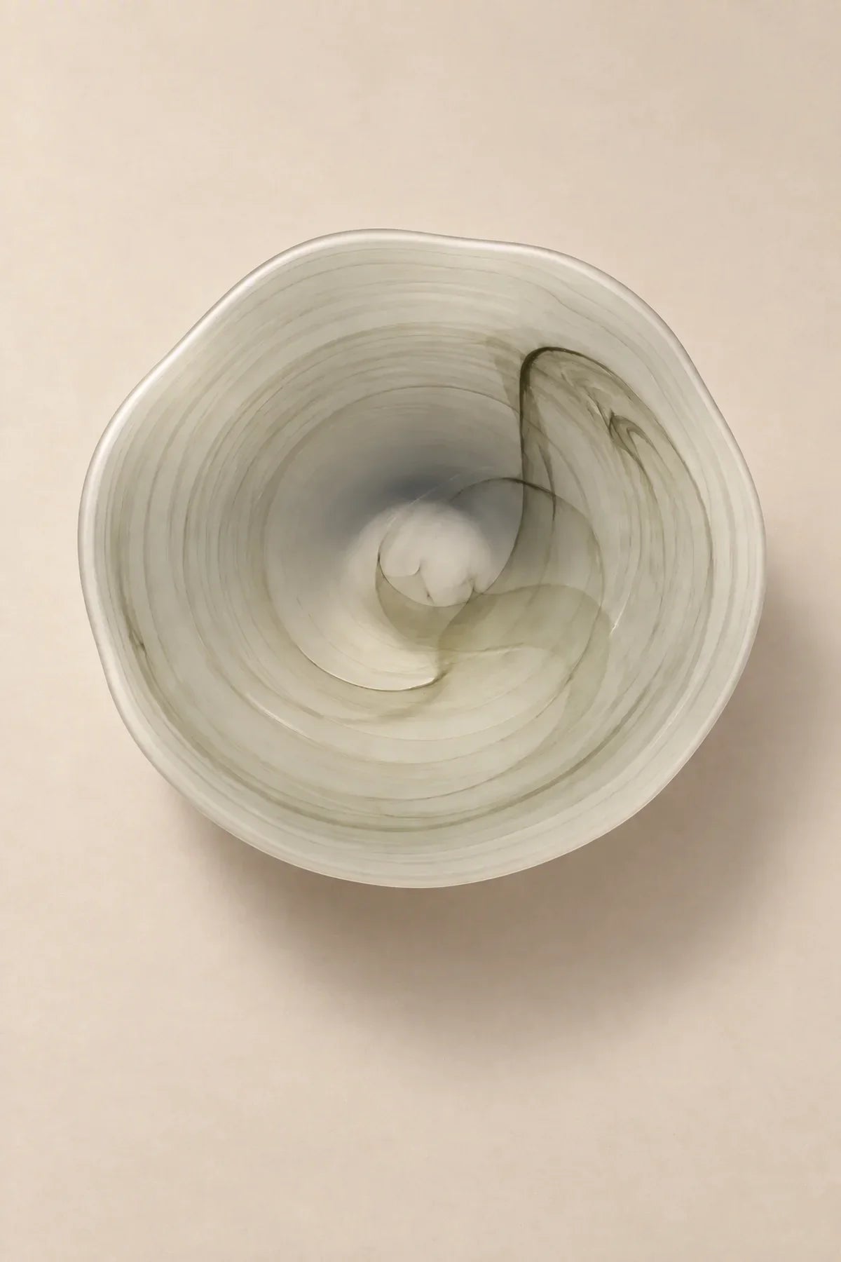 Ripple Pool Sage Green Glass Serving Plate