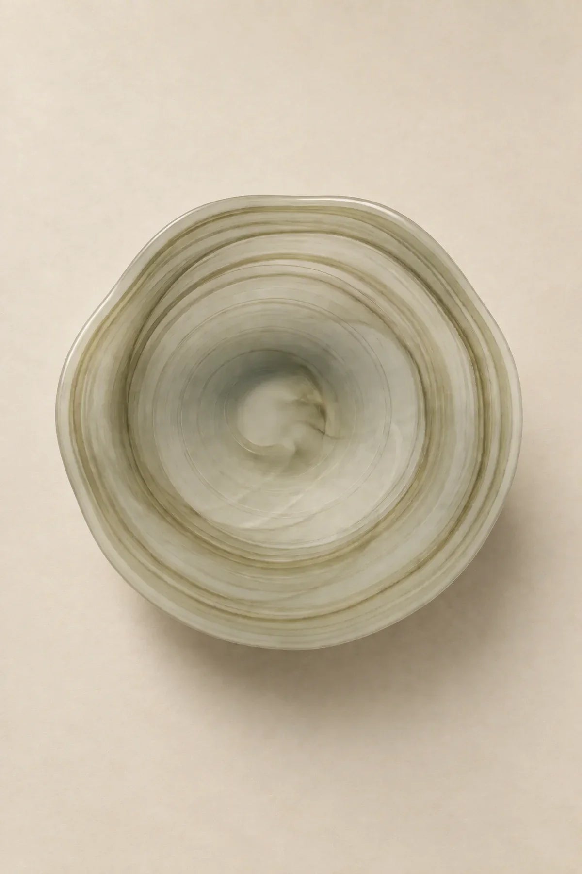 Ripple Pool Sage Green Glass Serving Plate