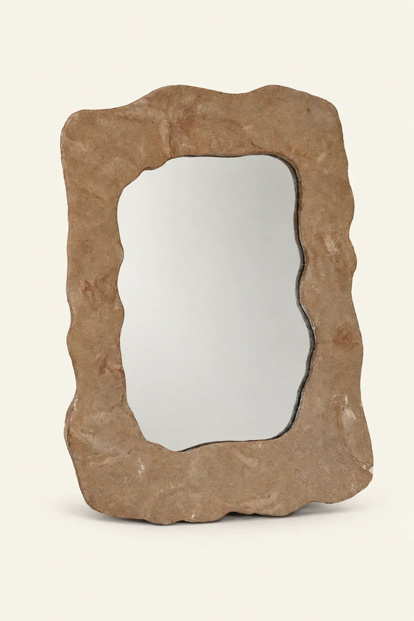 Earthbound Form Stone-Look Resin Decorative Mirror