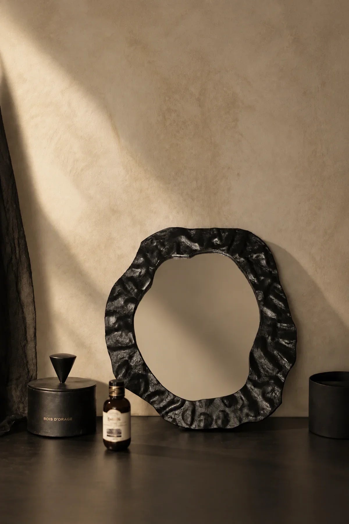 Earthbound Form Stone-Look Resin Decorative Mirror