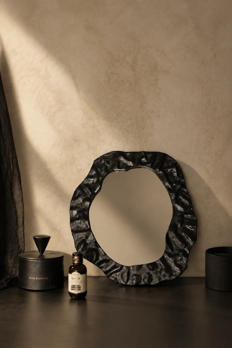 Earthbound Form Stone-Look Resin Decorative Mirror