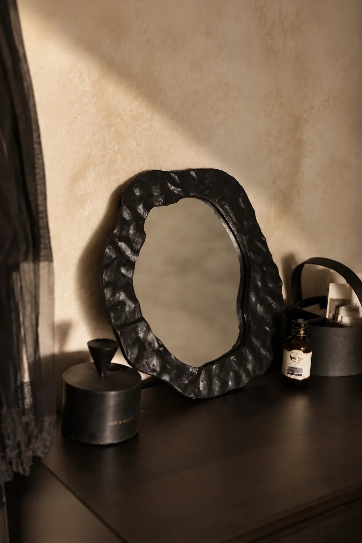 Earthbound Form Stone-Look Resin Decorative Mirror