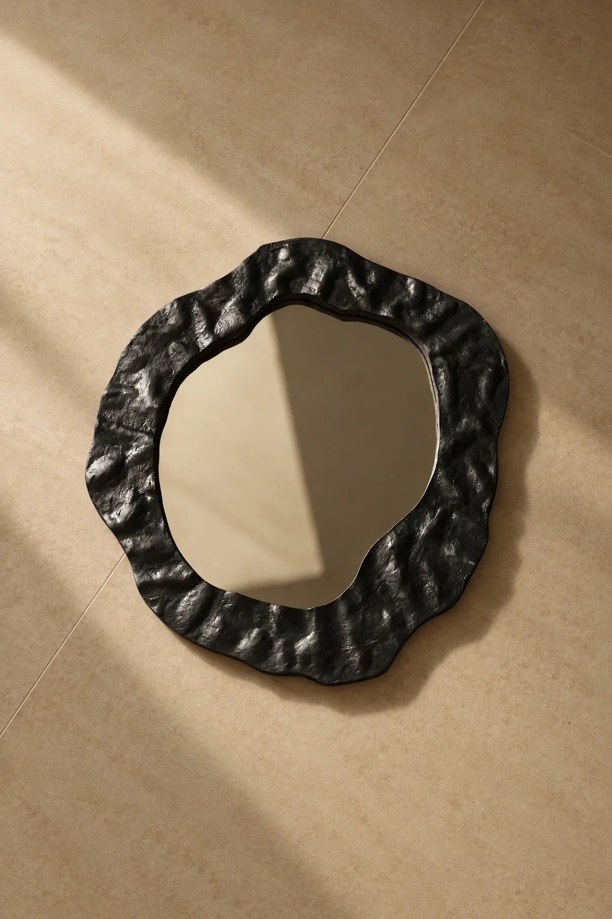 Earthbound Form Stone-Look Resin Decorative Mirror