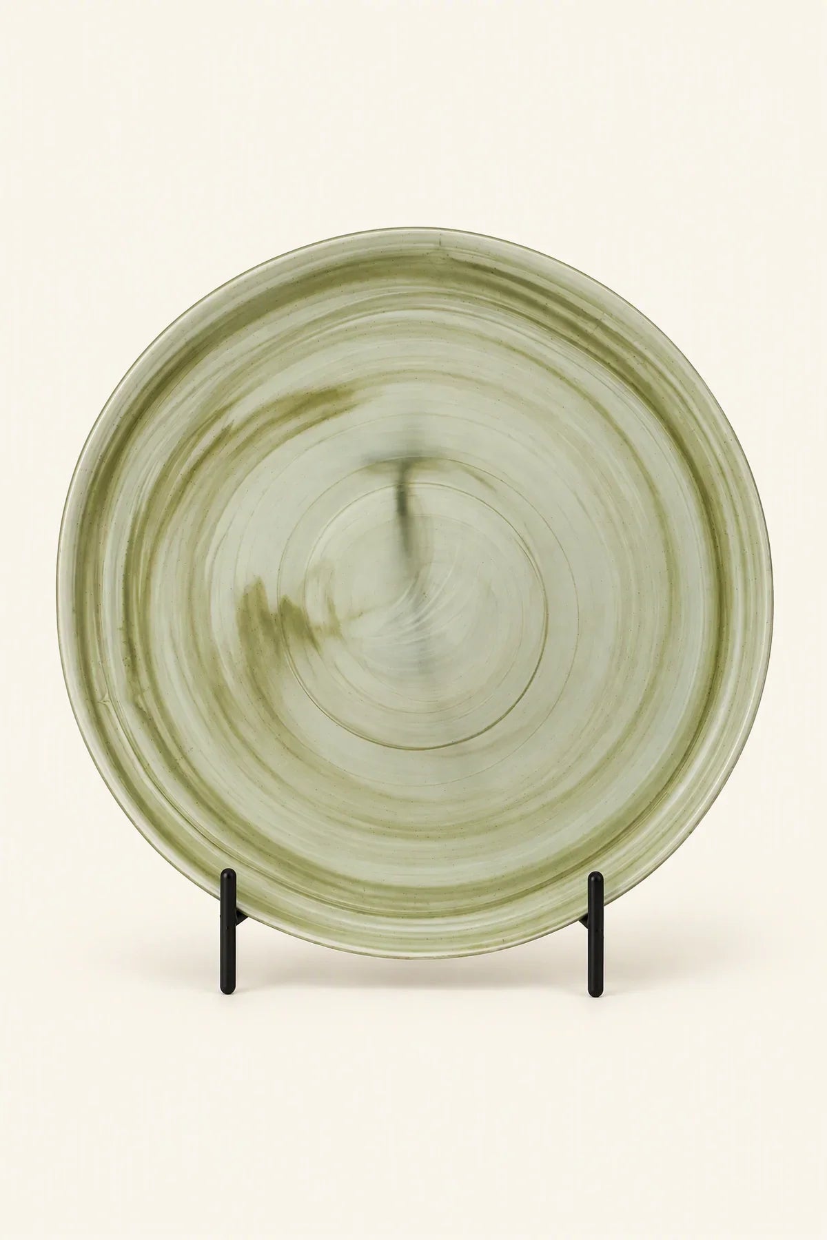 Ripple Pool Sage Green Glass Serving Plate