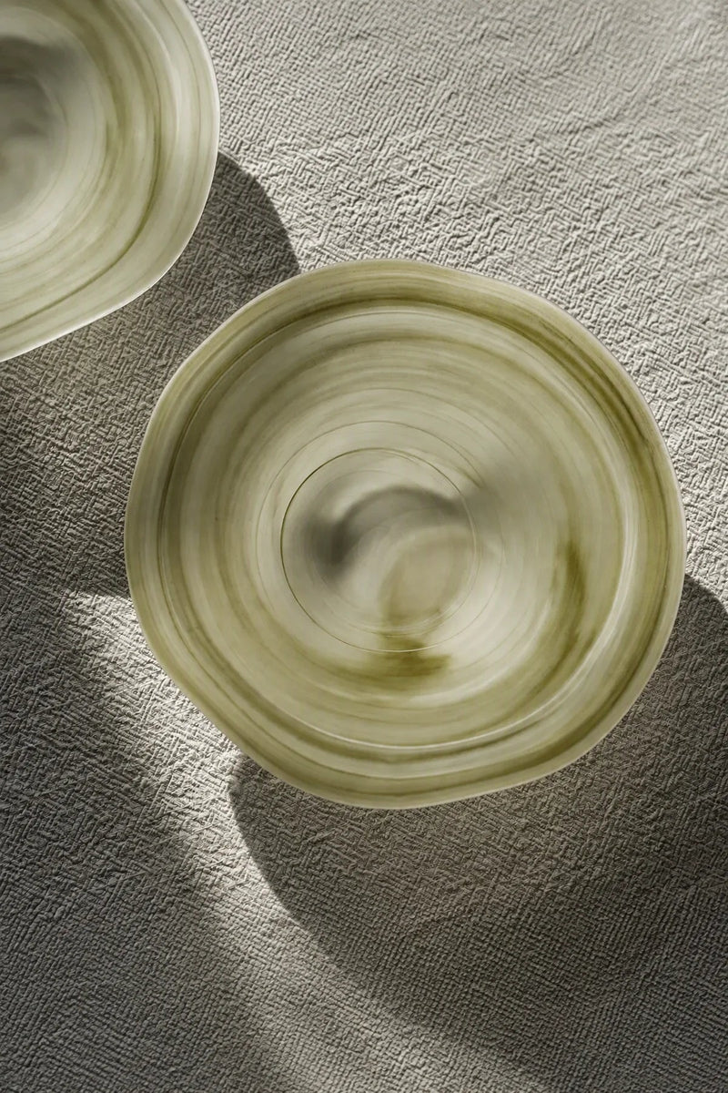 Ripple Pool Sage Green Glass Serving Plate