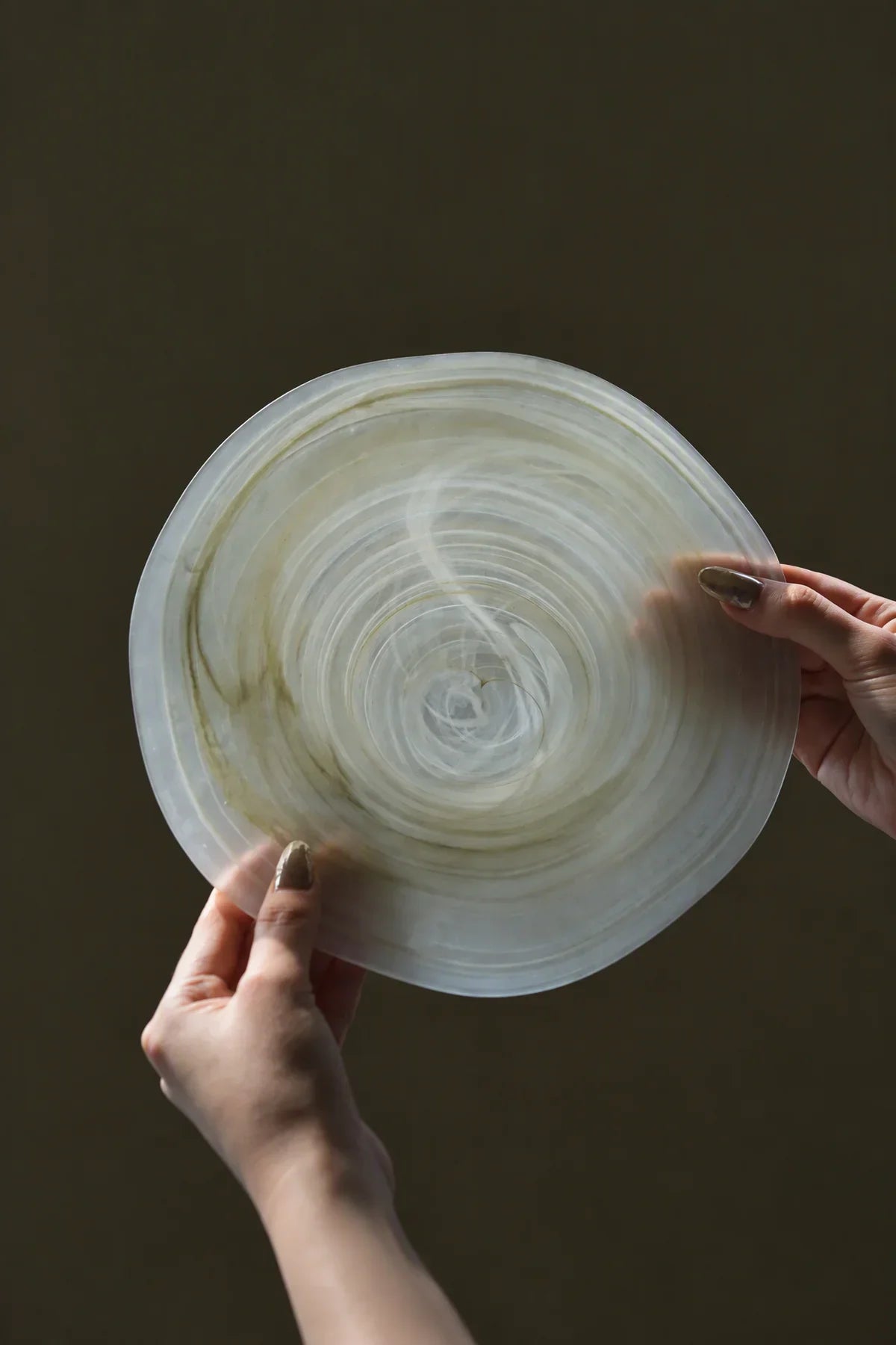 Ripple Pool Sage Green Glass Serving Plate