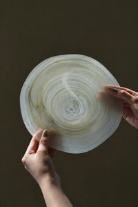 Ripple Pool Sage Green Glass Serving Plate