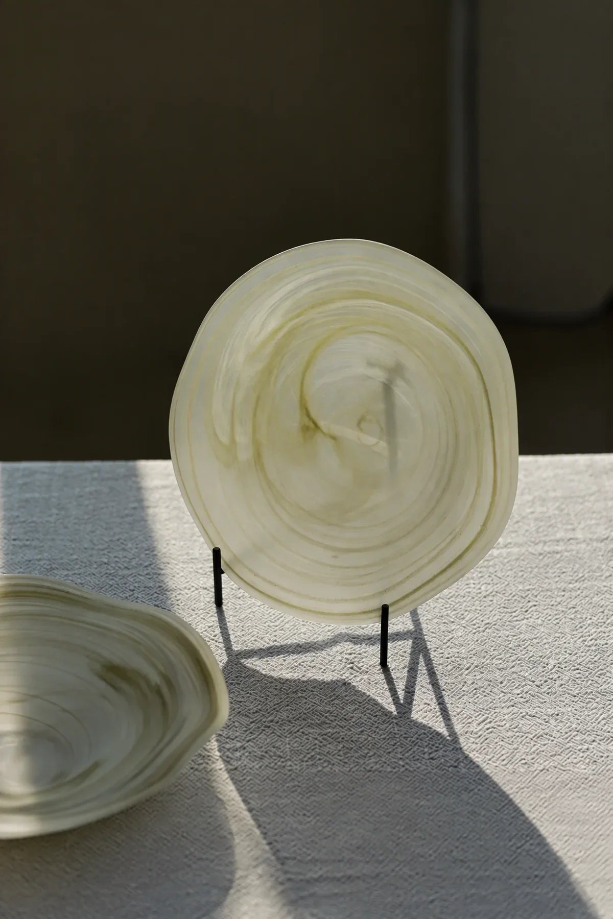 Ripple Pool Sage Green Glass Serving Plate