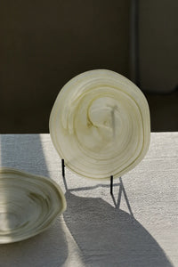 Ripple Pool Sage Green Glass Serving Plate