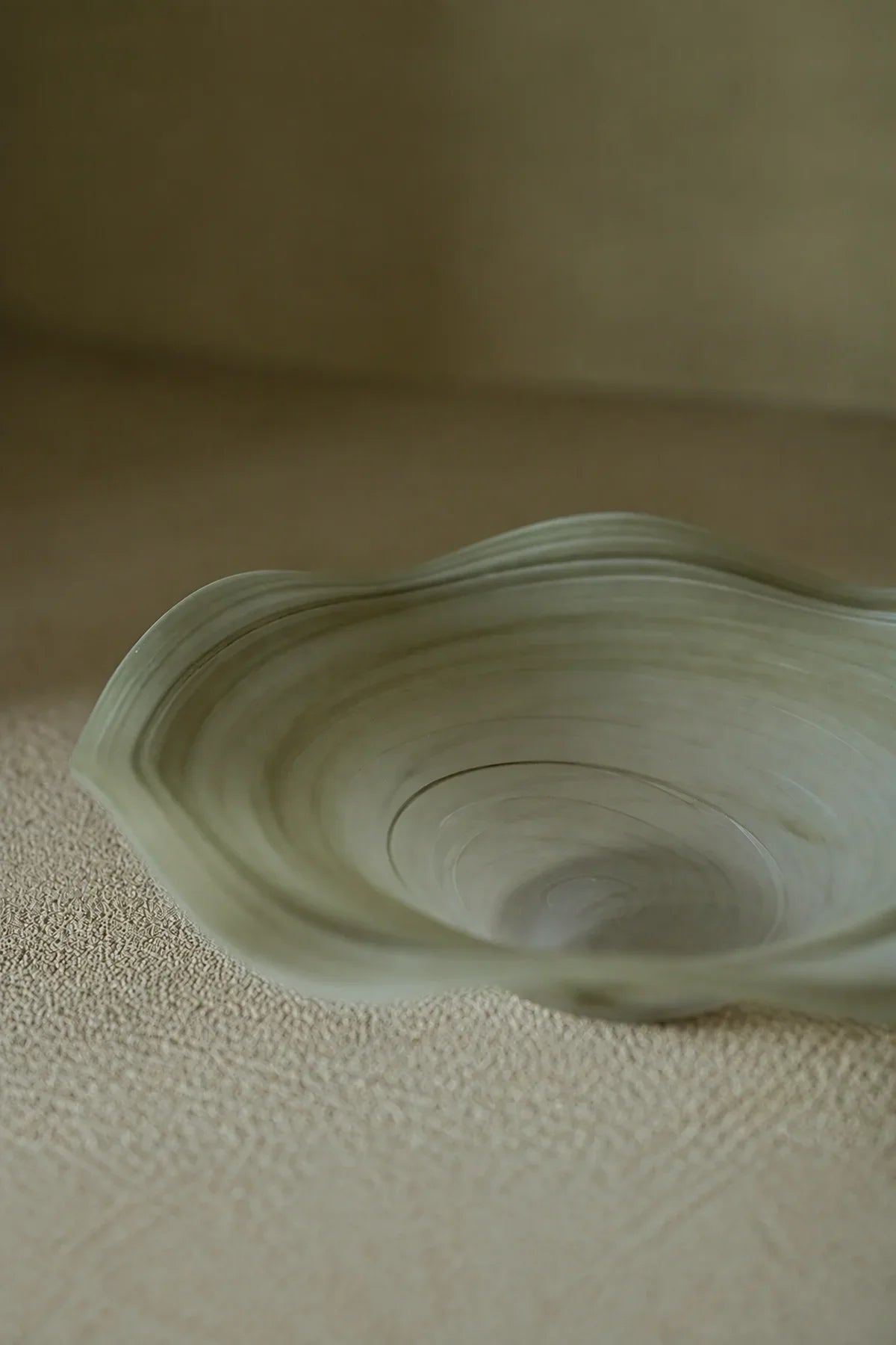 Ripple Pool Sage Green Glass Serving Plate
