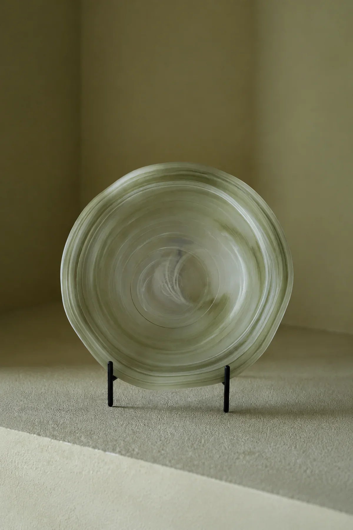 Ripple Pool Sage Green Glass Serving Plate