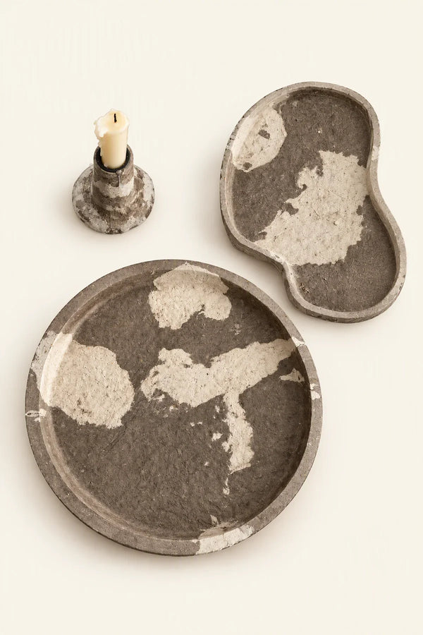 Earth Fragment Mottled Fiber-Look Serving Tray
