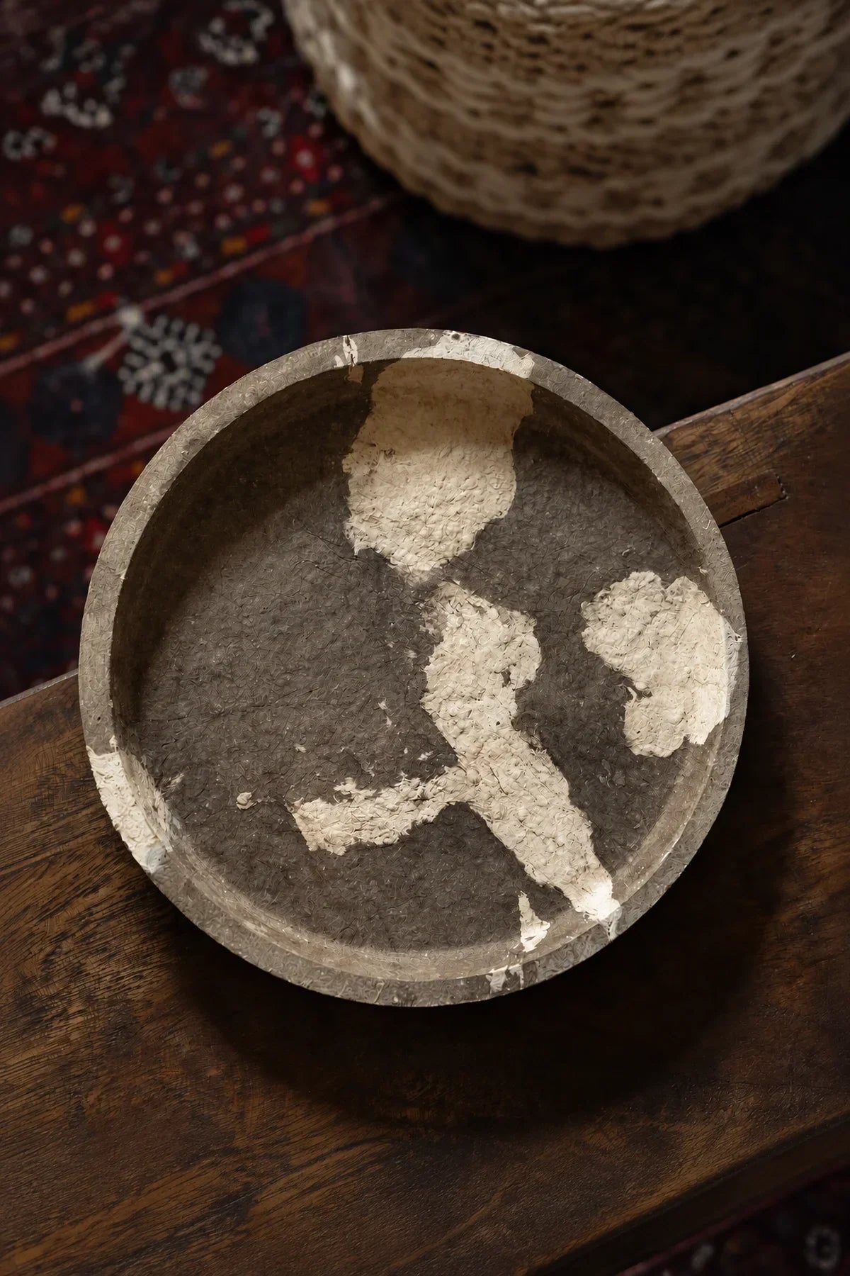 Earth Fragment Mottled Fiber-Look Serving Tray
