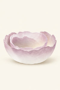 Petal Drift Blush Frosted Glass Serving Bowl