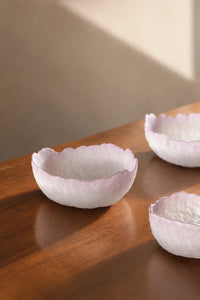 Petal Drift Blush Frosted Glass Serving Bowl