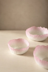 Petal Drift Blush Frosted Glass Serving Bowl