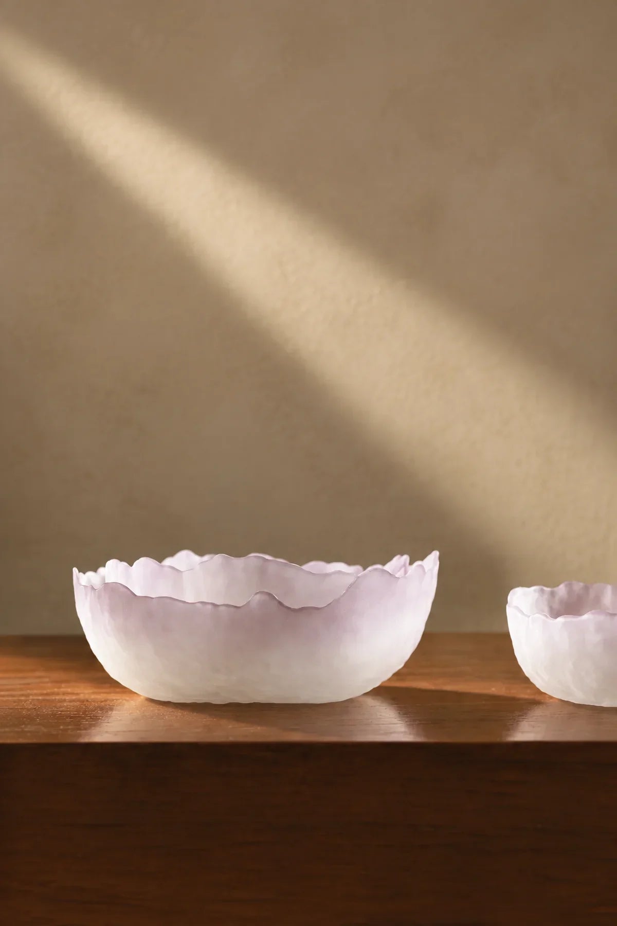 Petal Drift Blush Frosted Glass Serving Bowl