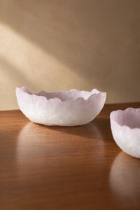 Petal Drift Blush Frosted Glass Serving Bowl