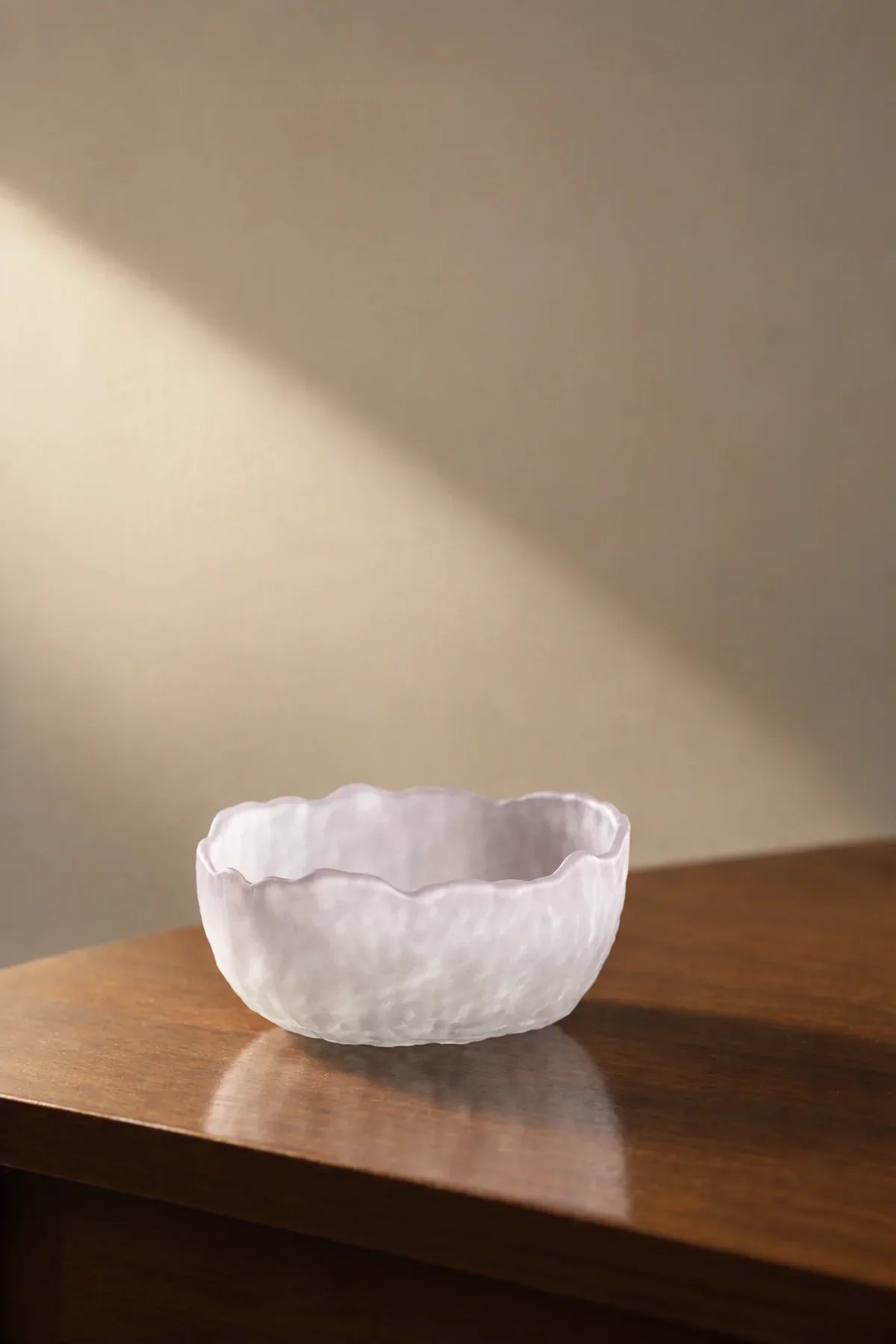Petal Drift Blush Frosted Glass Serving Bowl