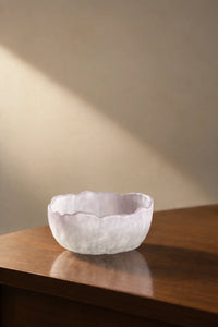 Petal Drift Blush Frosted Glass Serving Bowl