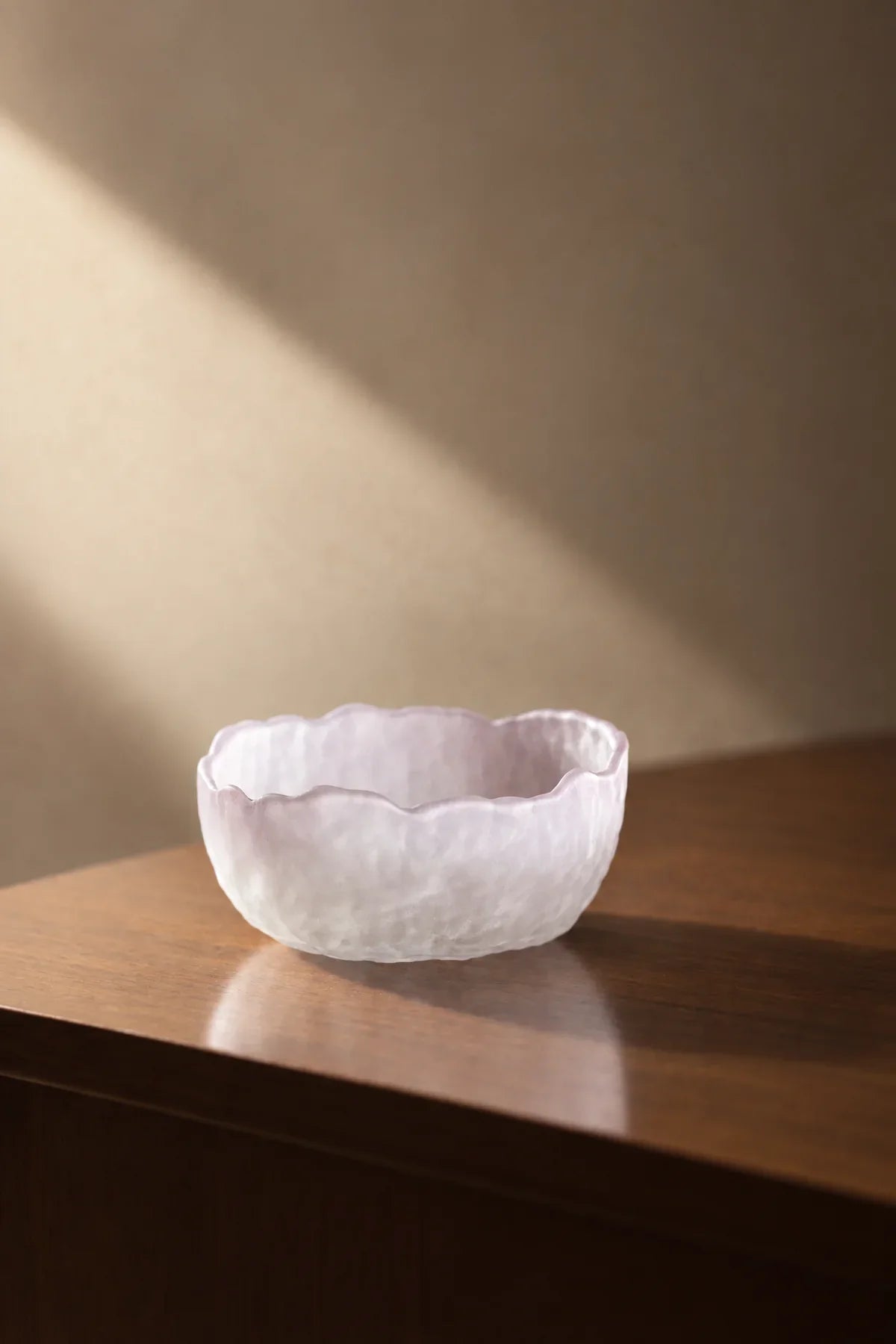 Petal Drift Blush Frosted Glass Serving Bowl